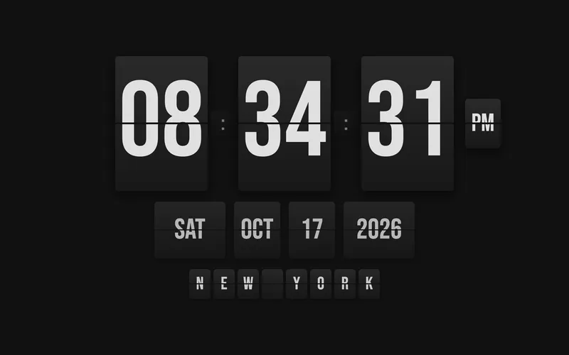 World clock mode showing New York with the buttons hidden