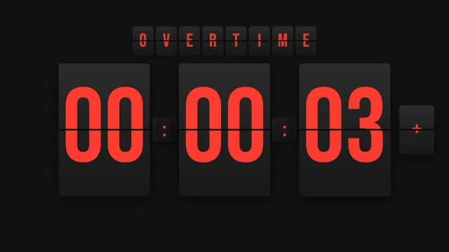 The board reads OVERTIME and the timer counts up in red with a plus sign