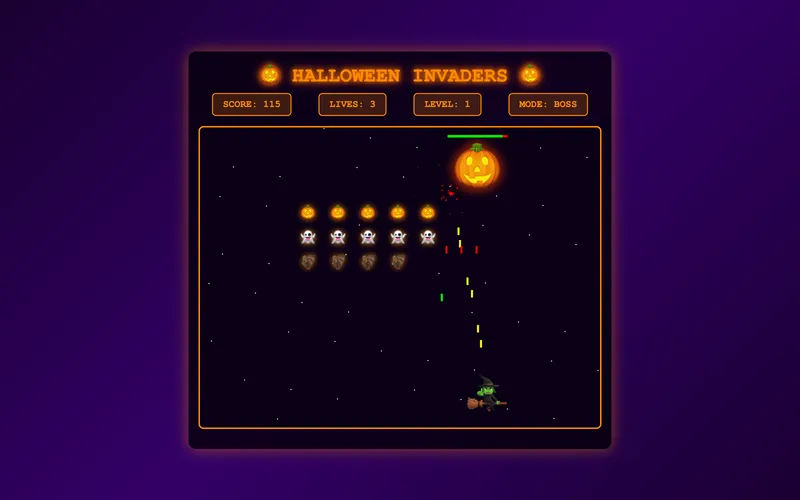 Boss Rush with the giant jack-o’-lantern and its health bar