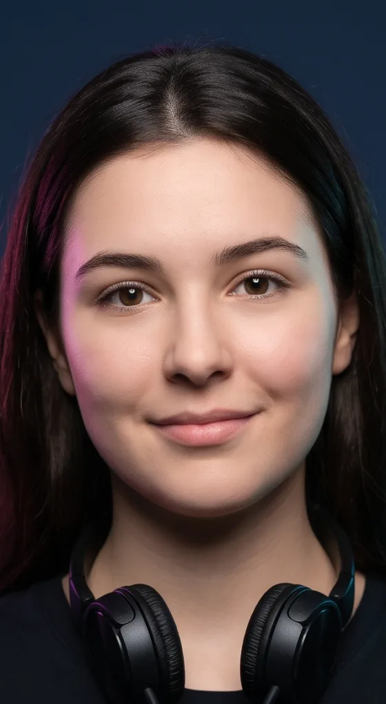 The same woman at 18