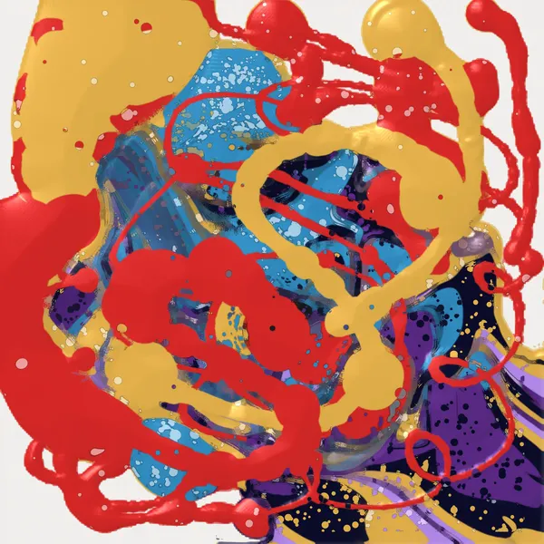 Splattered paint over a dark pour