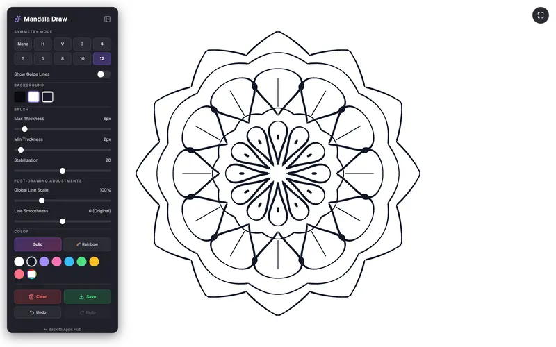 A black-ink mandala on white, ready to print