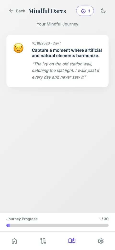 A journal entry with mood and reflection