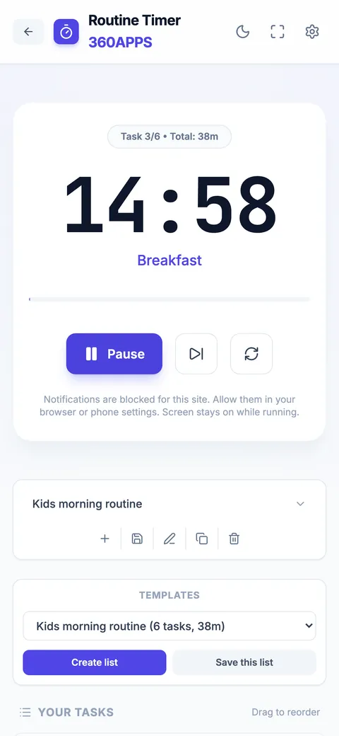 The big timer on a phone