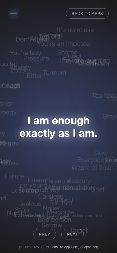 The words have parted to reveal I am enough exactly as I am