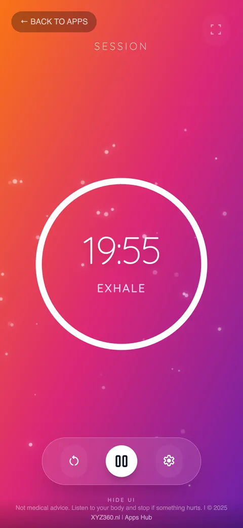 The breathing guide saying Inhale