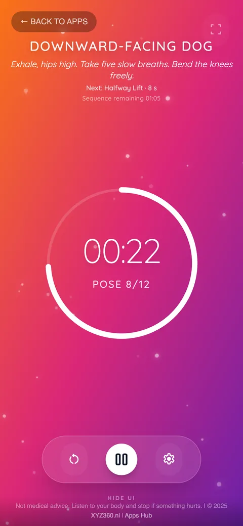 Downward-Facing Dog on a phone with the next pose shown