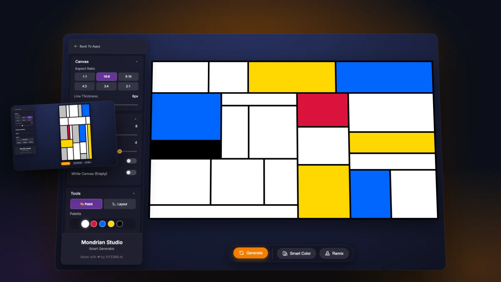 Make Mondrian-Style Wall Art and Wallpapers, Then Export a PNG or SVG